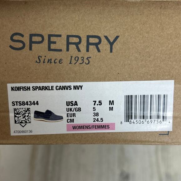 Sperry womens 7.5 Koifish sparkle canvas boat shoe loafer ribbon lace up leahter - Picture 7 of 7